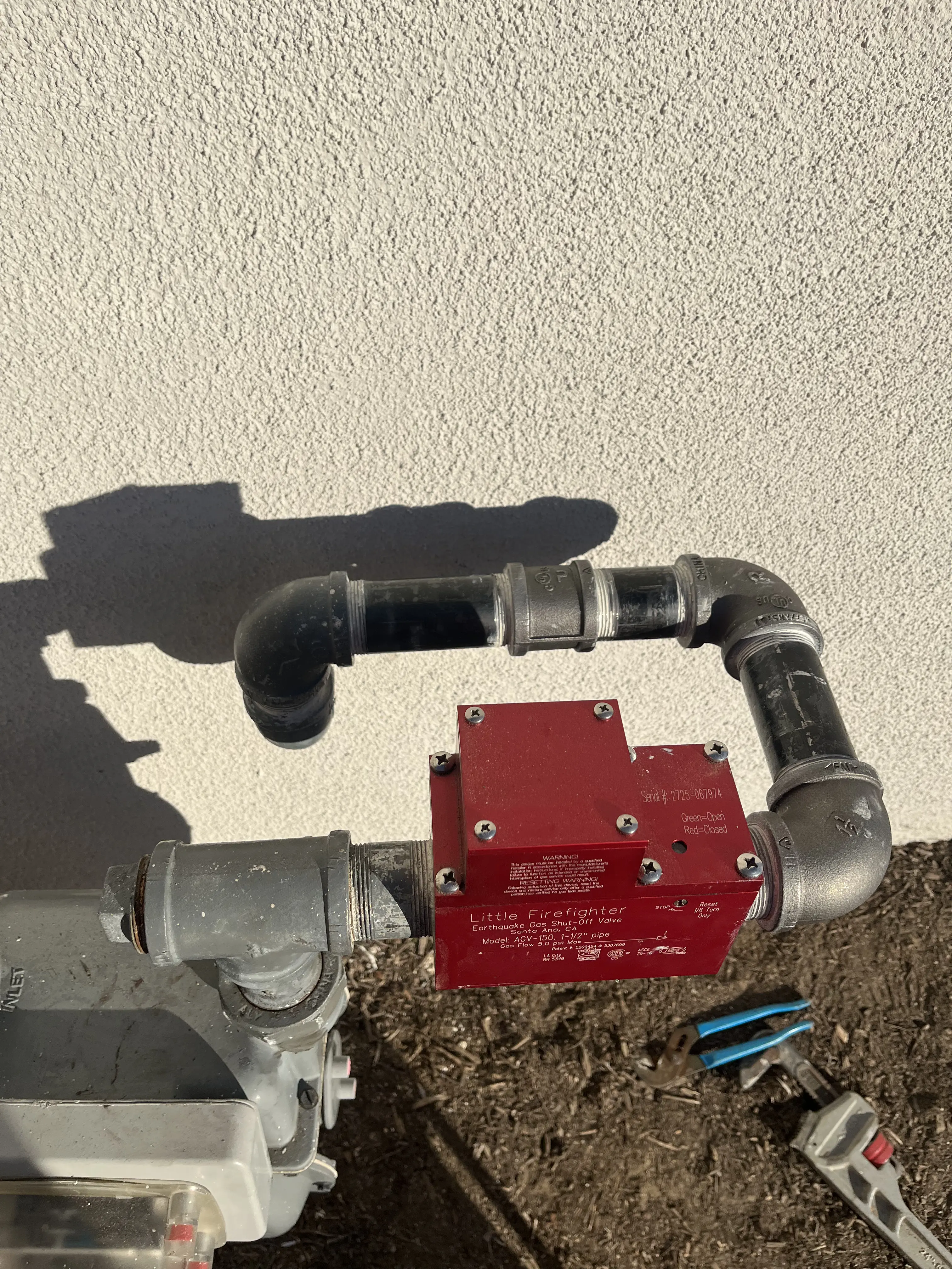 Gas line seismic valve in Pomona CA